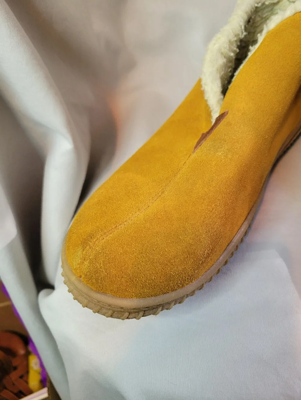 Tan Men's Comfy Slip-On Ankle Boots with Shearling Lining
